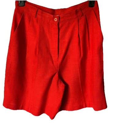 Vintage Women’s Size 16 Michele 90s Bright Red High Rise Pleated Front Shorts - Image 1 of 4