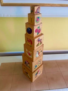 Vintage German Dovetailed Wooden Nesting Stacking Blocks Hermann Eichhorn - Picture 1 of 11