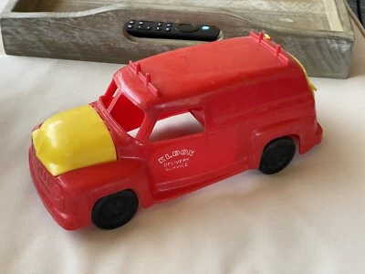 De colección 1950 Eldon Delivery Service plástico rojo Ford Panel Van camión juguete Foto 1 de 2
