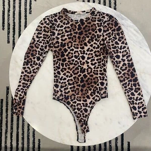 Mi Ami Leopard Print Bodysuit sz S Halloween Animal Print Jungle Safari Theme - Picture 1 of 4