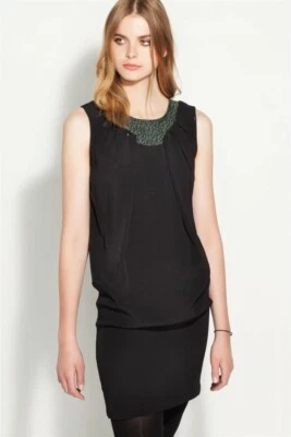 Robe Fantaisie Bi Matière Noire Vert Chine Cop Copine Modèle Fame  Taille 1 - Photo 1/4