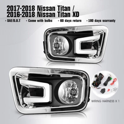 Luces antiniebla parachoques luces de vidrio lente transparente para Nissan Titan 16-18 Titan XD 17-18 Foto 1 de 4