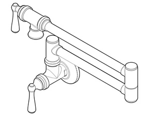 Moen S664BG Traditional Double Handle Wall Mount Kitchen Pot Filler, Brushed Gol - Picture 1 of 3