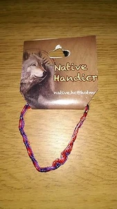 Native Handicraft Rope Bracelet - Purple, Red, Silver and Pink - Picture 1 of 1