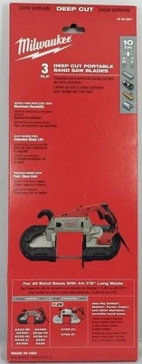 Milwaukee 48-39-0501 10 tpi. Hoja de sierra de cinta de corte profundo 44-7/8 horas paquete de 3 Foto 1 de 2