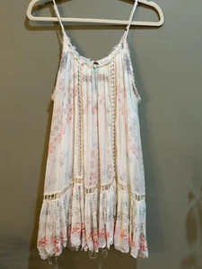 free people one ruffle bottom mini dress XS ivory combo - Picture 1 of 15