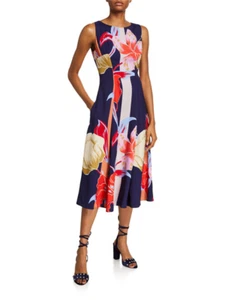ETRO Sleeveless Printed Flounce Midi Dress In Navy 40 / S NEW $2070 - Foto 1 di 6