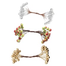 600pcs Artificial Pearl Double Head Berries Plastic Foam Fake Flower Bouquet