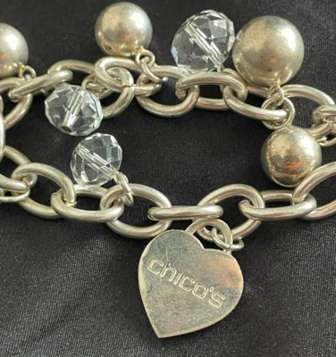 Pulsera CHICO'S chapada en plata y cuentas de cristal Foto 1 de 4
