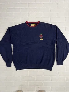 Vtg Duck Head Pullover Golf Sweater Men’s L Navy Blue Embroidered Duck USA - Picture 1 of 11