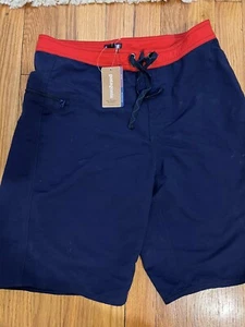 PATAGONIA BOYS WAVEFARER BOARD SHORTS NWT 18 Classic Navy Blue and Red NEW Swim - Picture 1 of 5