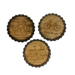 Catena bici sottobicchieri in legno parti di biciclette riciclate goditi la guida legno sughero - Foto 1 di 7