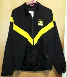 US Military Army Mens Black Yellow Windbreaker Meshed Lined Jacket Size XL 2X ? - Picture 1 of 5