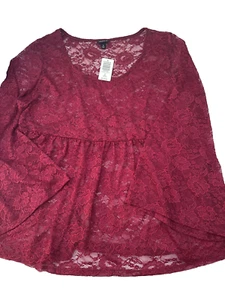 Torrid Maroon Babydoll Blouse, Size 2X, NWT - Picture 1 of 5