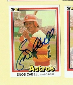 1981 Donruss Baseball Card Autographed Houston Astros #138 Enos Cabell