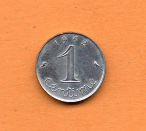 France Coin 1 Centime 1962 Stainless steel 15mm 1.65gr KM#928 (Low Shipping) - Picture 1 of 2