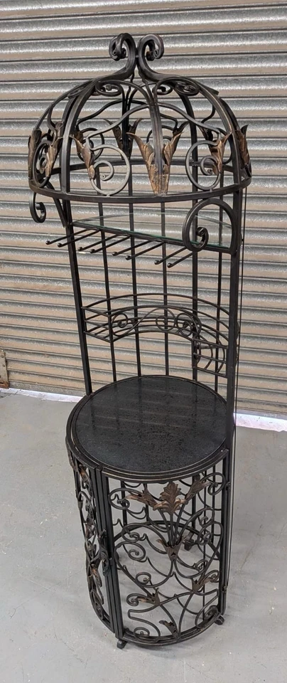 Vintage Wrought Iron Birdcage Wine Station Bar - Image 1 of 4