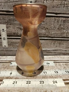 Vintage Frosted/Satin Glass Bud Vase Hand Painted Multicolor - Picture 1 of 6