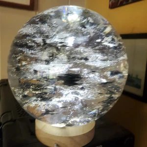 14lbs+ Clear Smelting Quartz Crystal Sphere Swirly inclusions 6680 grams - Picture 1 of 9