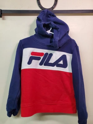 FILA Juvenil Talla 6 Spellout Sudadera con Capucha Pullover Algodón/Poliéster Rojo Azul Foto 1 de 4