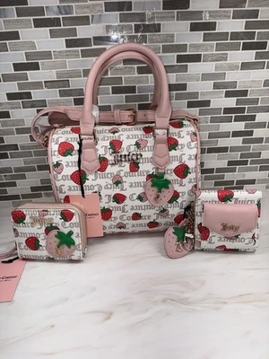 Juicy Couture Fresa Recién Escogida Cartera y 2 Carteras Conjunto Pecan Blanco Foto 1 de 4