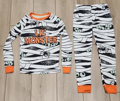 Conjunto de pijama de Halloween traje momia niños talla 8 brilla en la oscuridad disfraz elástico Foto 1 de 4