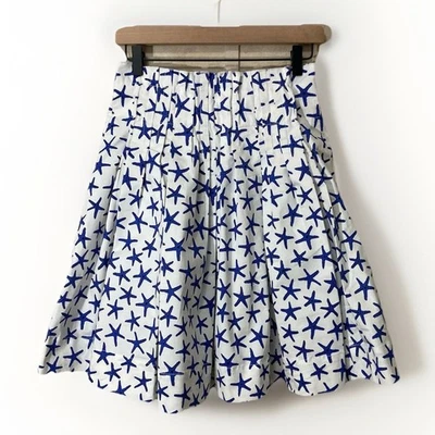 Falda Callejera Kate Spade Broome 4 Azul Blanco Estampado Estrella de Mar Mini Preppy Chic Foto 1 de 4