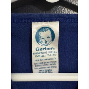 Vintage Gerber Baby Sleeper 6-9 Months Blue Zip One Piece Sports 100% Cotton Y2K - Picture 1 of 3
