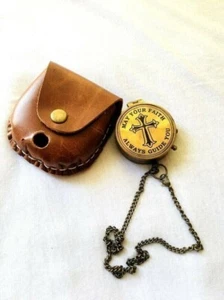 Antique Brass Compass Handmade Engraved Vintage Compass With Box - Picture 1 of 6