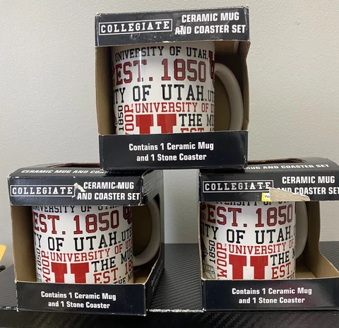 University of Utah Utes Ceramic Mug and Stone Coaster Set Cover