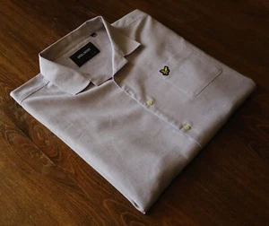Lyle & Scott size L Linen/Cotton Men's Casual Shirts Short Sleeve Purple NEW - Picture 1 of 12