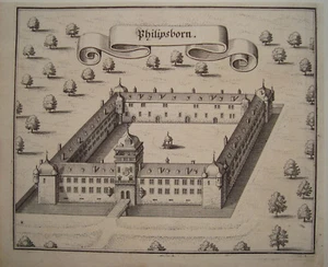 Philipsborn bei Saarbrücken Schloß Neuhaus Merian Kupferstich Erstausgabe 1645 - Picture 1 of 1