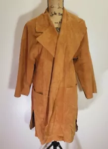 Theory Womens Brown Suede Open Front Kimono Coat Outerwear.Lamp Leather.Size S - Picture 1 of 9