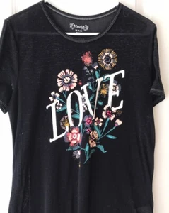 MUDD Shirt Top Size 20 Plus Graphic T Love Floral Gauze - Picture 1 of 8