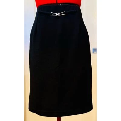 Briggs New York Black Stretch Pencil Skirt with faux belt - Size M - Image 1 of 4