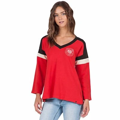 NWOT WOMENS VOLCOM NUMBER ONE PULLOVER $55 S rad red jersey style sweater - Image 1 of 2