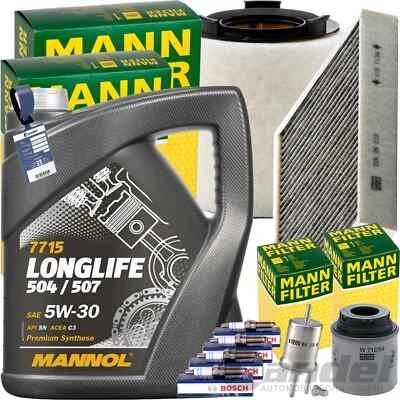 MANN-FILTER MANN INSPEKTIONSPAKET+5L MANNOL 504 5W-30 ÖL passend für AUDI A1 VW POLO 6R1 TSI