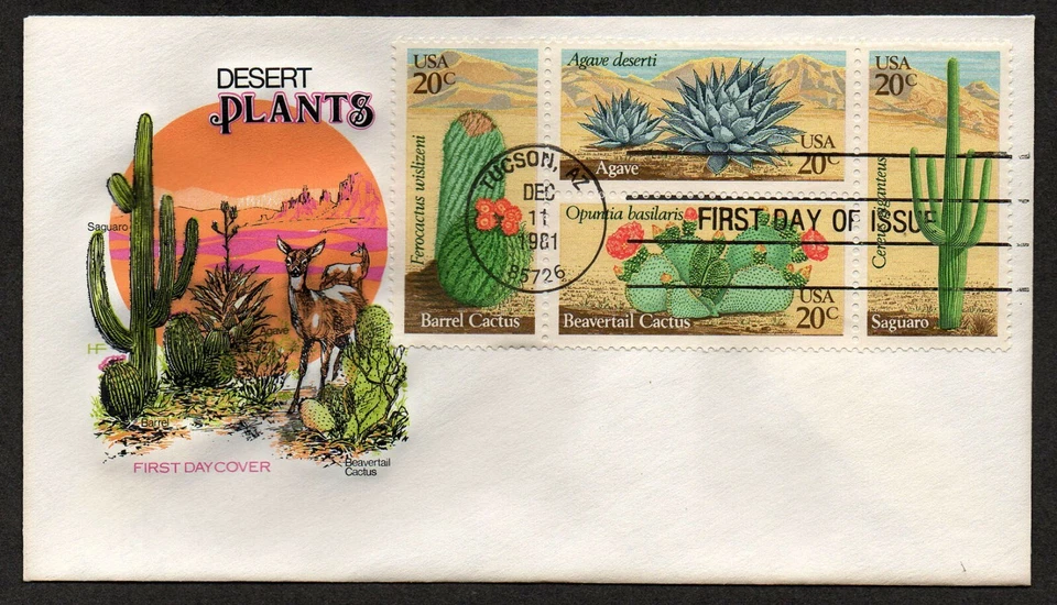 USA, SCOTT # 1942-1945, HOUSE OF FARNAM HF FDC COVER DESERT PLANTS, CACTUS 1981 - Image 1 of 1