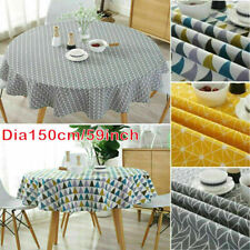 Round Table Cloth Cotton Linen Household Garden Dining Tableware Party Supplies 