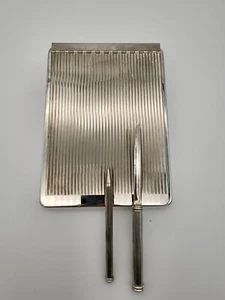 SILVER PLATED NOTE PAD HOLDER WITH PEN AND ENVELOPE ✉️ OPENER  - Picture 1 of 6