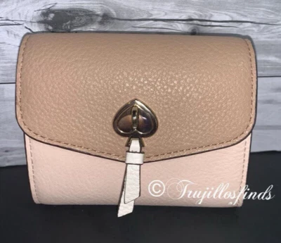 Kate Spade Marti Small Flap Wallet  Pebbled Leather In Soft Rose K8219 New - Image 1 of 4