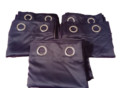 FAIRYLAND Black Satin Like 5 Panels 84" L 52" W Blackout Curtains w/ Grommets - Image 1 of 3