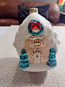 Hallmark Cards Snow Covered House Glass Christmas Ornament - Picture 1 of 7