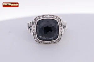 DAVID YURMAN DIAMOND BLACK ORCHID ALBION COLLECTION SILVER TWIN CABLE HALO RING - Picture 1 of 7