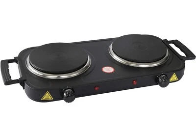 Deski Doppelkochplatte 2 x 1000 Watt schwarz Kochplatten Doppel Kochplatte 2000W