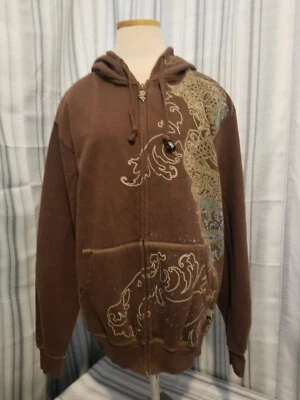 Chaqueta con Capucha Vintage Sapphire Lounge Cremallera Completa Para Hombre Talla M Marrón Punk Y2K Años 90 Foto 1 de 4