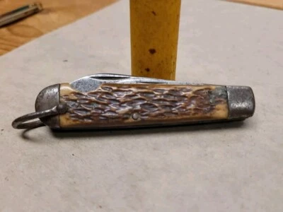 1930's Camillus N.Y. U.S.A. 4-Line "Easy Open" Bone Pocket Knife Rare 2 Blade  - Image 1 of 4