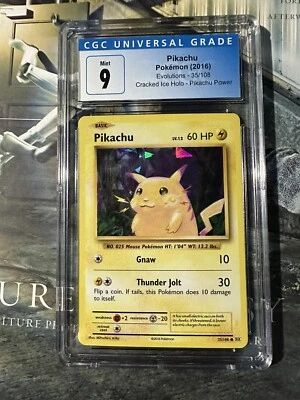 2016 Pokemon XY Evolutions - Cracked Ice Pikachu #35 CGC 9 Mint PSA BGS  - Image 1 of 2