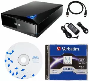 ASUS BW-16D1X-U 16x BD Blu-Ray Drive con USB 3.0 + 1pk 50GB BD-R DL MDisc GRATIS - Imagen 1 de 2