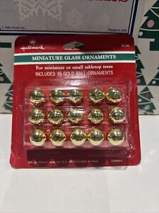 15 Gold Miniatur Kugeln Weihnachten Tree Hallmark Andenken Ornamente Feder ''